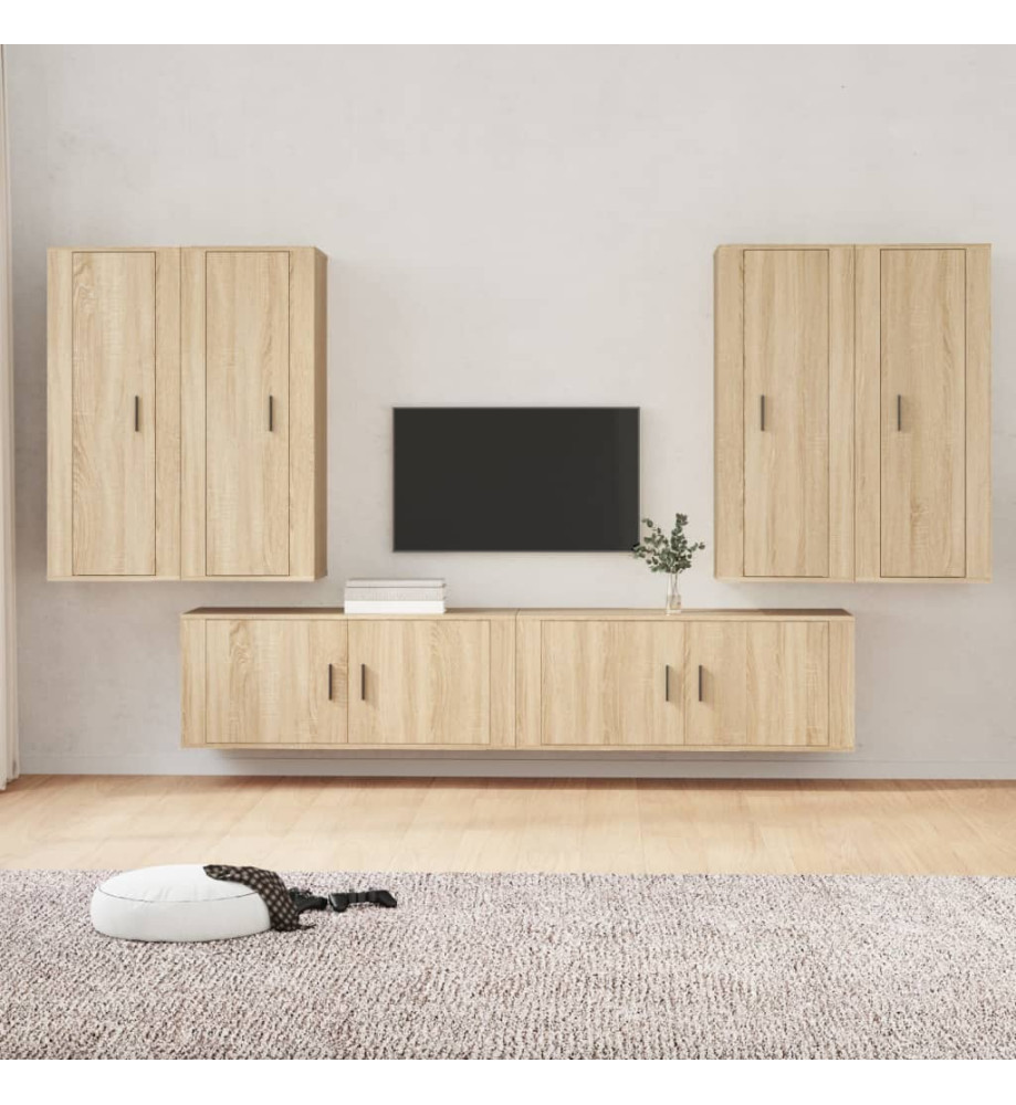 Ensemble de meubles TV 6 pcs Chêne sonoma Bois d'ingénierie