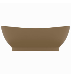 Lavabo ovale de luxe à trop-plein Crème mat 58,5x39cm Céramique