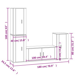 Ensemble de meubles TV 4 pcs Chêne fumé Bois d'ingénierie