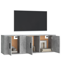 Ensemble de meubles TV 2 pcs gris béton bois d'ingénierie