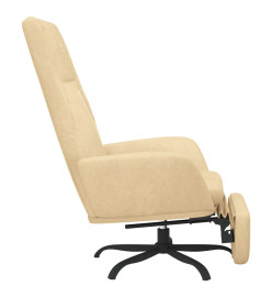 Chaise de relaxation avec repose-pied Blanc crème Velours