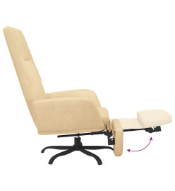 Chaise de relaxation avec repose-pied Blanc crème Velours