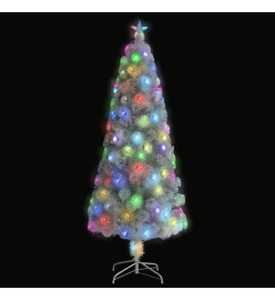 Sapin de Noël artificiel avec LED Blanc 210 cm Fibre optique