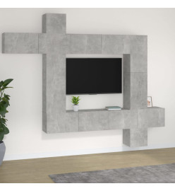 Ensemble de meubles TV 9 pcs Gris béton Bois d'ingénierie