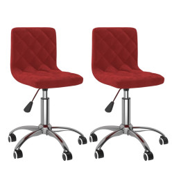 Chaises pivotantes salle à manger 2 pcs Rouge bordeaux Velours