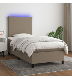 Sommier tapissier avec matelas et LED Taupe 90x190 cm Tissu