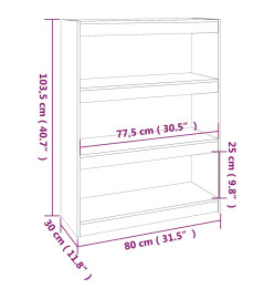 Bibliothèque/Séparateur de pièce Gris 80x30x103,5 cm Pin solide