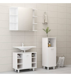 Ensemble de meubles de bain 3 pcs Blanc brillant Aggloméré