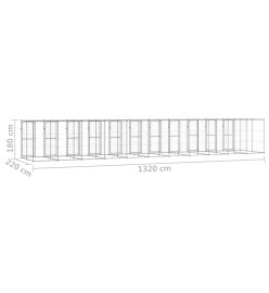 Chenil extérieur Acier galvanisé avec toit 29,04 m²