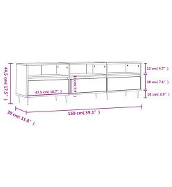 Meuble TV sonoma gris 150x30x44,5 cm bois d'ingénierie