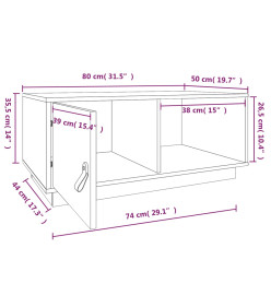 Table basse Blanc 80x50x35,5 cm Bois massif de pin