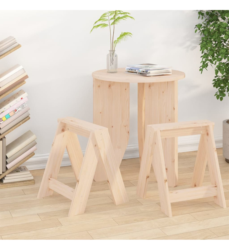 Tabourets lot de 2 40x40x45 cm bois massif de pin