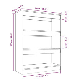 Bibliothèque/Cloison Chêne marron 80x30x103 cm Bois ingénierie