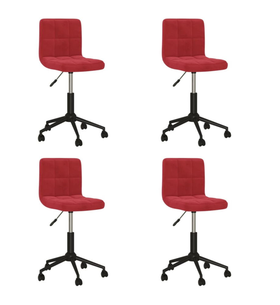 Chaises pivotantes à manger lot de 4 rouge bordeaux velours