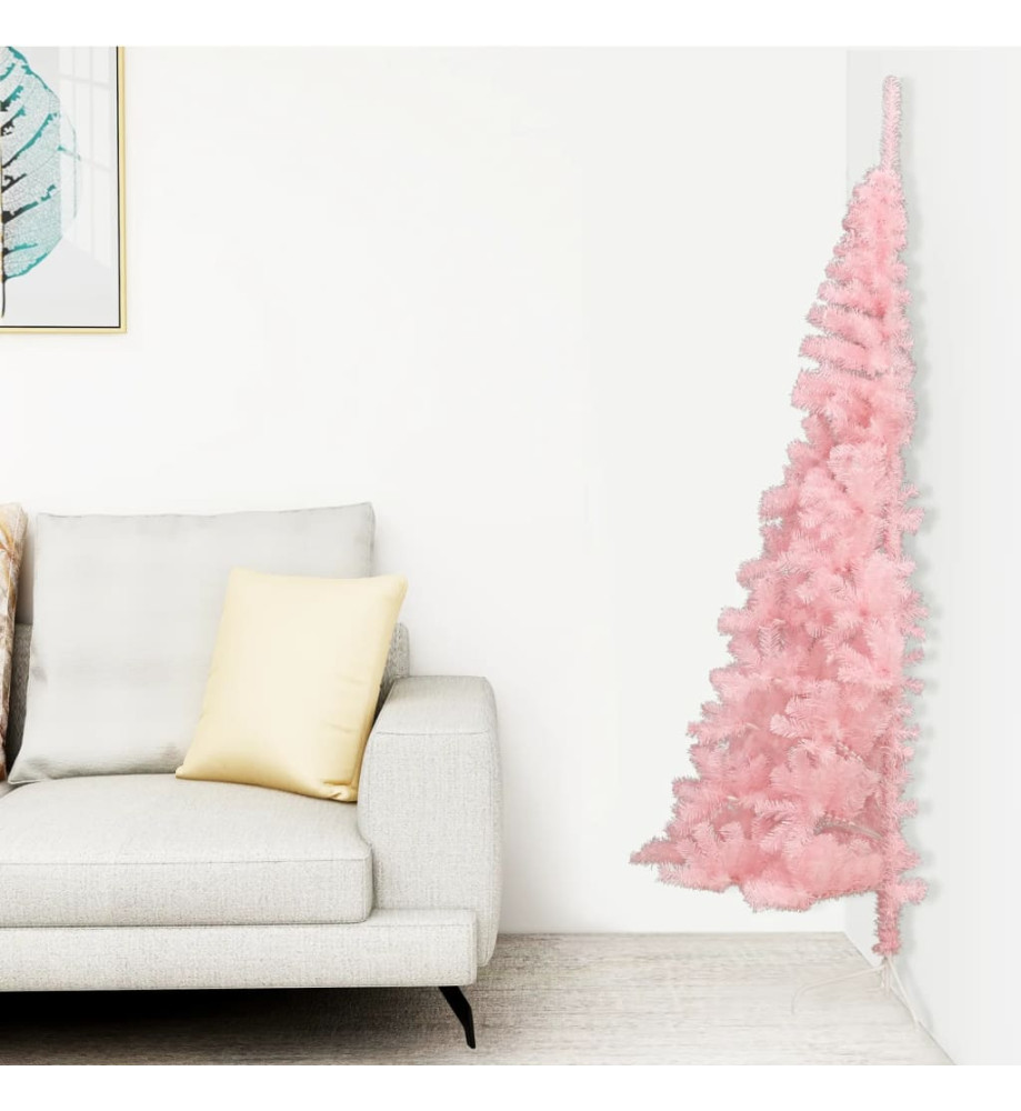 Demi sapin de Noël artificiel avec support Rose 180 cm PVC