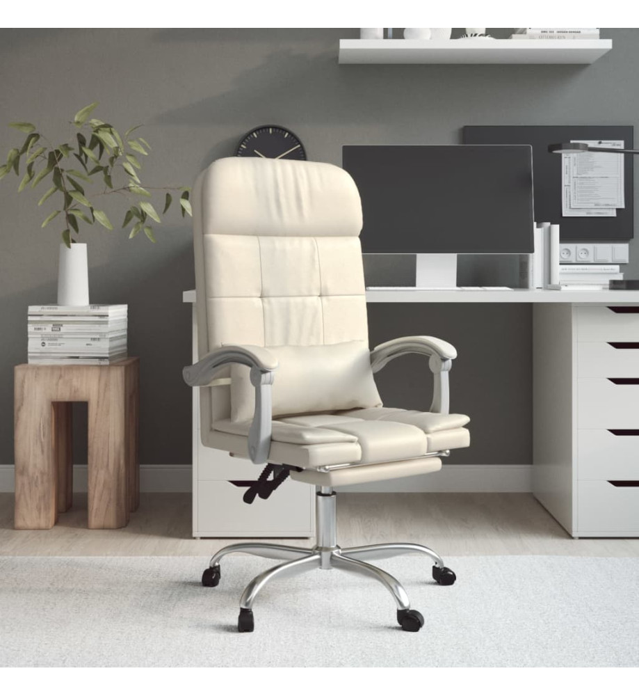 Fauteuil de massage inclinable de bureau Crème Similicuir