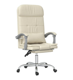 Fauteuil de massage inclinable de bureau Crème Similicuir