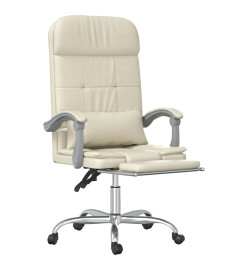 Fauteuil de massage inclinable de bureau Crème Similicuir