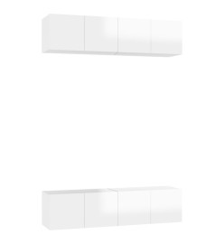 Meubles TV 4 pcs Blanc brillant 60x30x30 cm Aggloméré