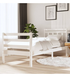 Cadre de lit blanc bois massif 90x200 cm