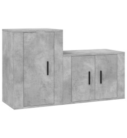 Ensemble de meubles TV 2 pcs gris béton bois d'ingénierie