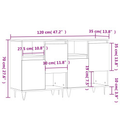 Buffets 2 pcs blanc bois d'ingénierie