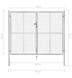 Porte de jardin Acier galvanisé 306x250 cm Argenté