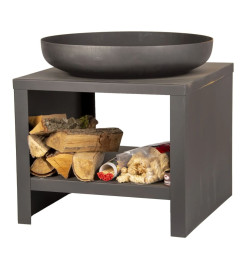 Esschert Design Bol à feu avec rangement en bois 62 cm Noir