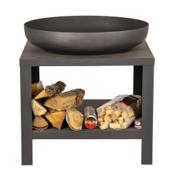 Esschert Design Bol à feu avec rangement en bois 62 cm Noir