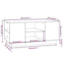 Table basse Gris 90x49x40,5 cm Bois massif de pin