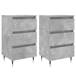 Tables de chevet 2 pcs gris béton 40x35x69 cm bois d’ingénierie