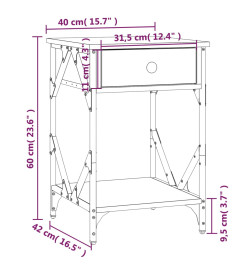 Tables de chevet 2 pcs chêne fumé 40x42x60 cm bois d'ingénierie