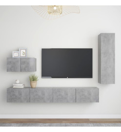 Ensemble de meuble TV 4 pcs Gris béton Aggloméré