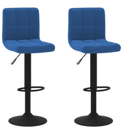 Tabourets de bar lot de 2 bleu velours