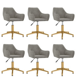 Chaises pivotantes à manger lot de 6 Gris clair Velours