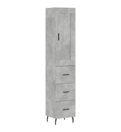 Buffet haut Gris béton 34,5x34x180 cm Bois d'ingénierie