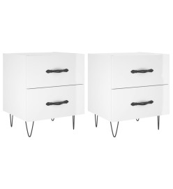 Tables de chevet 2 pcs blanc brillant 40x35x47,5 cm