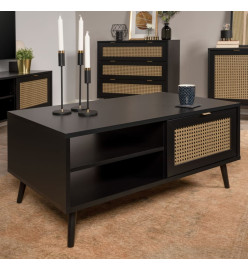 Finori Table basse Vienna 55A Noir et impression de rotin