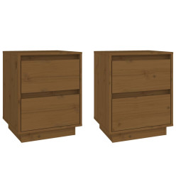 Tables de chevet 2pcs Marron miel 40x35x50cm Bois de pin solide