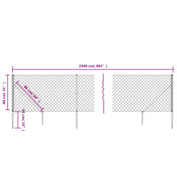 Clôture à mailles losangées avec piquet d'ancrage vert 0,8x25 m