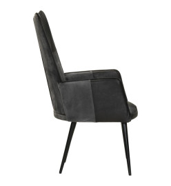 Chaise à oreilles Noir et gris Cuir véritable