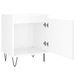 Tables de chevet 2pcs blanc brillant 40x30x50cm bois ingénierie