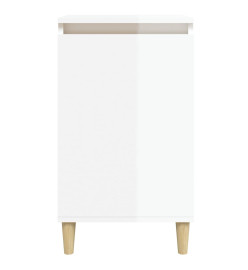 Tables de chevet 2pcs blanc brillant 40x35x70cm bois ingénierie