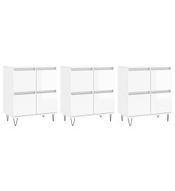 Buffets 3 pcs blanc brillant bois d'ingénierie