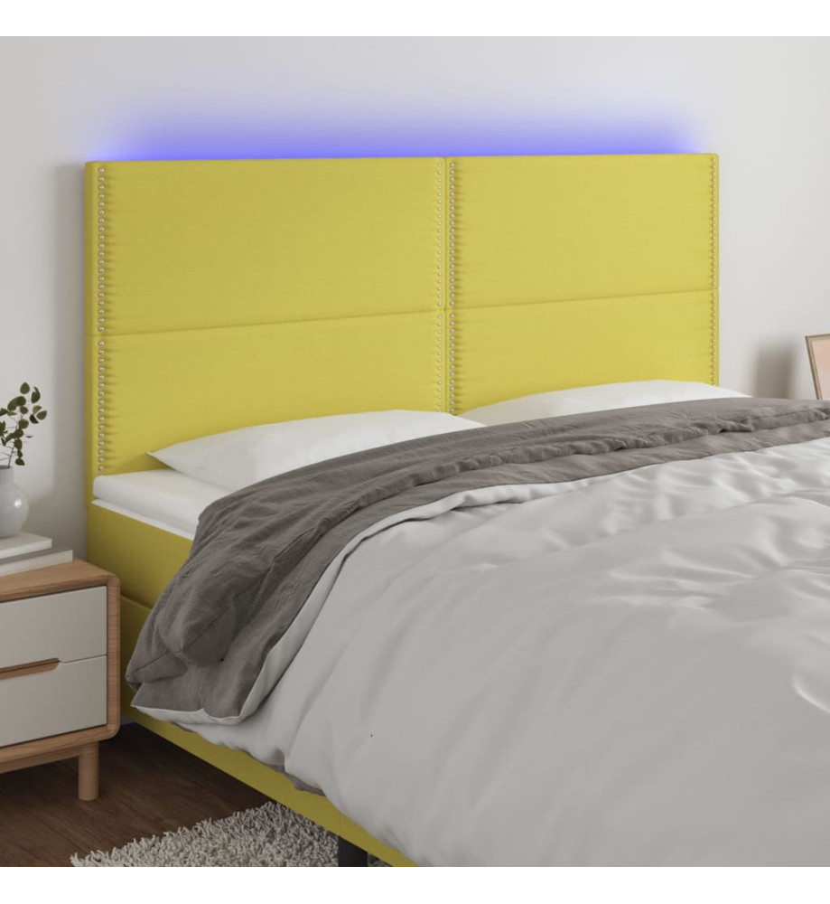 Tête de lit à LED Vert 160x5x118/128 cm Tissu Tête de lit à LED Vert 160x5x118/128 cm Tissu