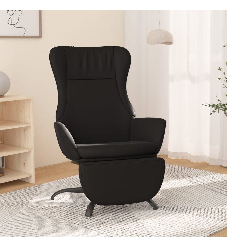 Chaise de relaxation avec repose-pied Noir brillant Similicuir