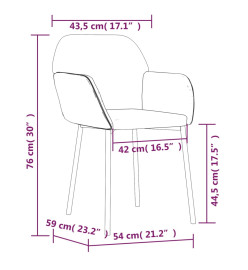 Chaises à manger lot de 2 Gris foncé Velours