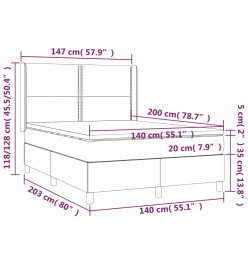 Sommier tapissier avec matelas et LED Taupe 140x200 cm Tissu