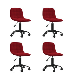 Chaises à dîner pivotantes 4 pcs Rouge bordeaux Velours