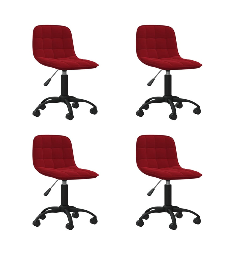 Chaises à dîner pivotantes 4 pcs Rouge bordeaux Velours